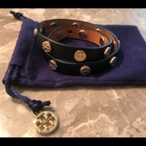 Tory Burch Black Leather Bracelet